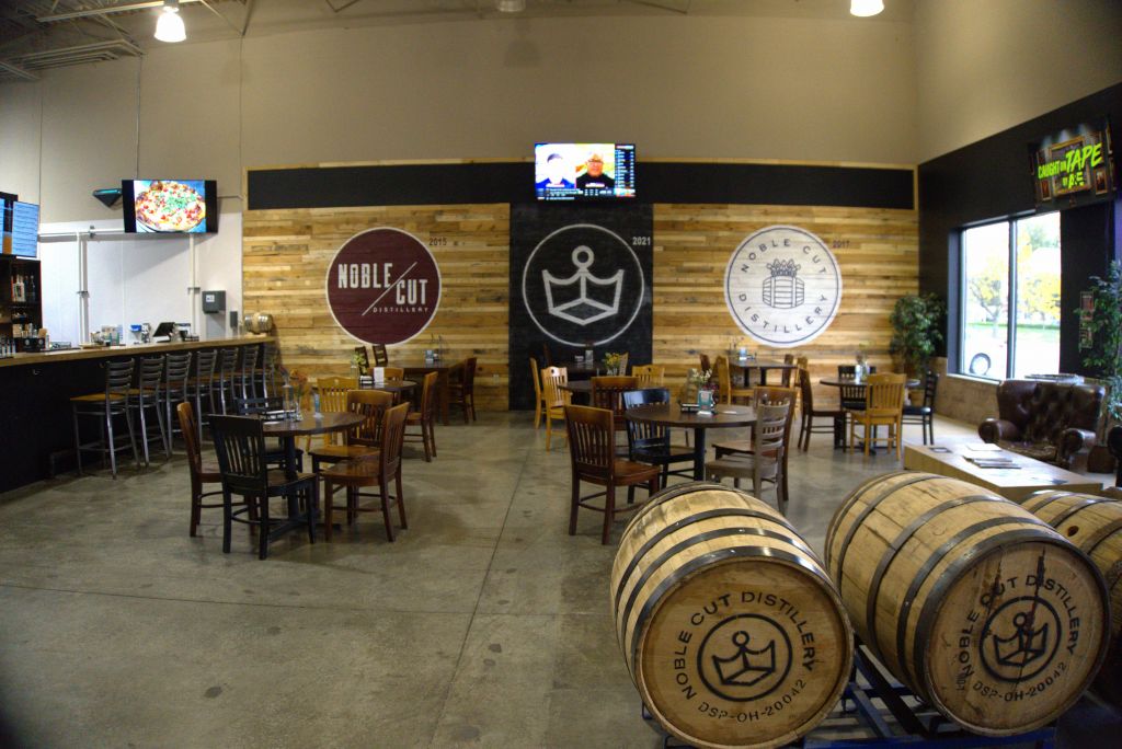 This image shows some of the seating at Noble Cut Distillery Cocktails and Pints