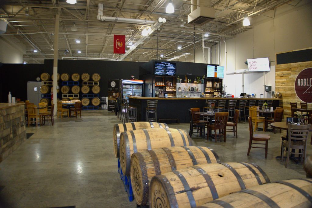 This image shows the bar at Noble Cut Distillery.